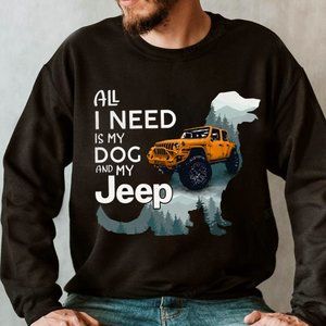 Jeep Crewneck Sweatshirt All I Need Is My Dog And My Jeep, Jeep Dog Sweatshirt